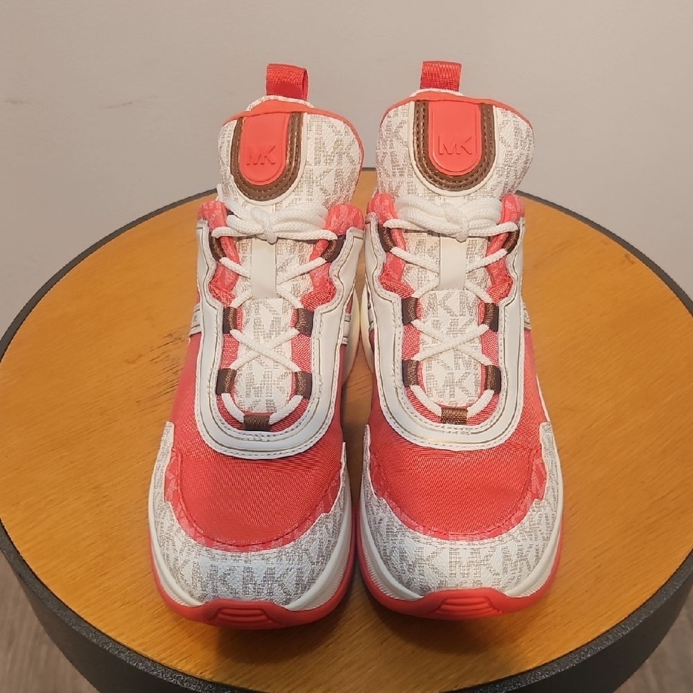 Michael Kors Women's Coral and White Sneakers - Picture 7 of 8